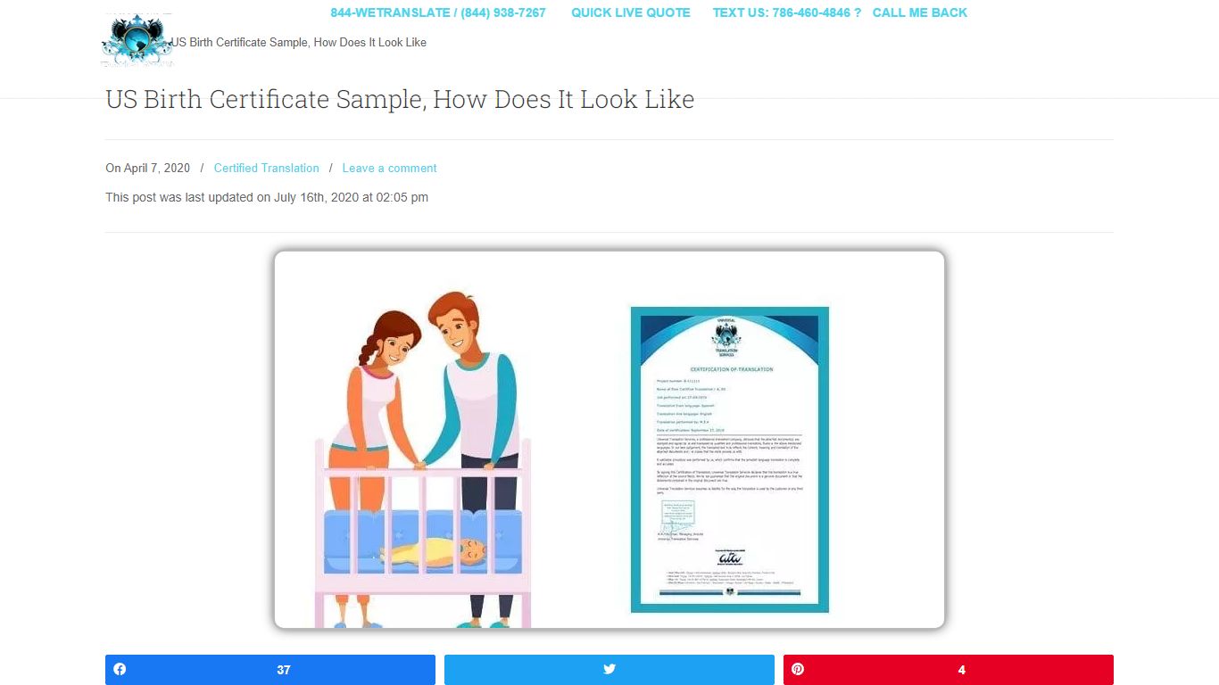 US Birth Certificate Sample, How Does It Look Like | UTS